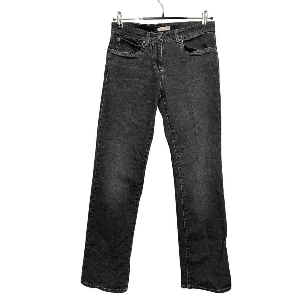 Eileen Fisher Slim Straight Leg Jeans Women Size Petite 6 Faded Black‎ Denim